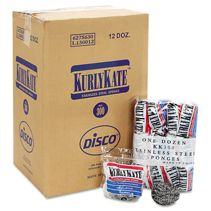 Stainless Steel Scrubbers, Medium, 3.5 x 3.5, Steel Gray, 12/Pack, 12 Packs/Carton