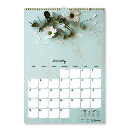 Romantic Wall Calendar, Floral Photography, 12 x 17, White/Multicolor Sheets, 12-Month (Jan to Dec): 2026