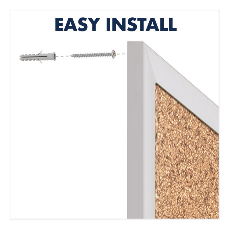 Classic Series Cork Bulletin Board, 60" x 36", Tan Surface, Anodized Aluminum Frame