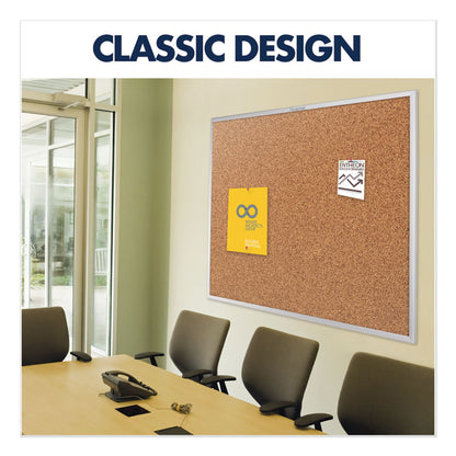 Classic Series Cork Bulletin Board, 60" x 36", Tan Surface, Anodized Aluminum Frame