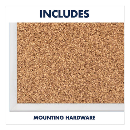 Classic Series Cork Bulletin Board, 60" x 36", Tan Surface, Anodized Aluminum Frame
