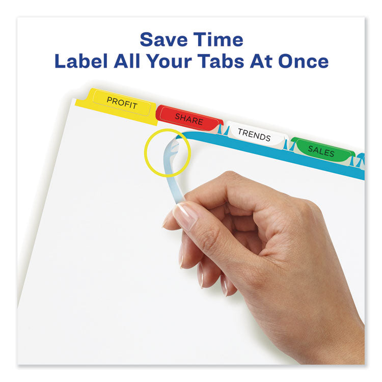 Print and Apply Index Maker Clear Label Dividers, 5-Tab, Color Tabs, 11 x 8.5, White, Traditional Color Tabs, 5 Sets