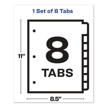 Print and Apply Index Maker Clear Label Dividers, 8-Tab, Color Tabs, 11 x 8.5, White, Traditional Color Tabs, 1 Set