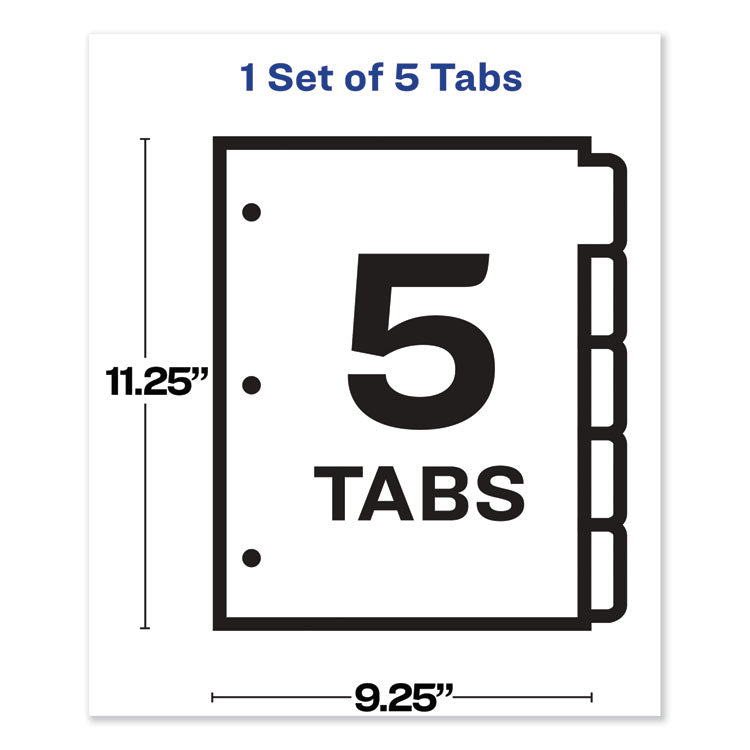 Print and Apply Index Maker Clear Label Sheet Protector Dividers with White Tabs, 5-Tab, 11 x 8.5, White, 1 Set