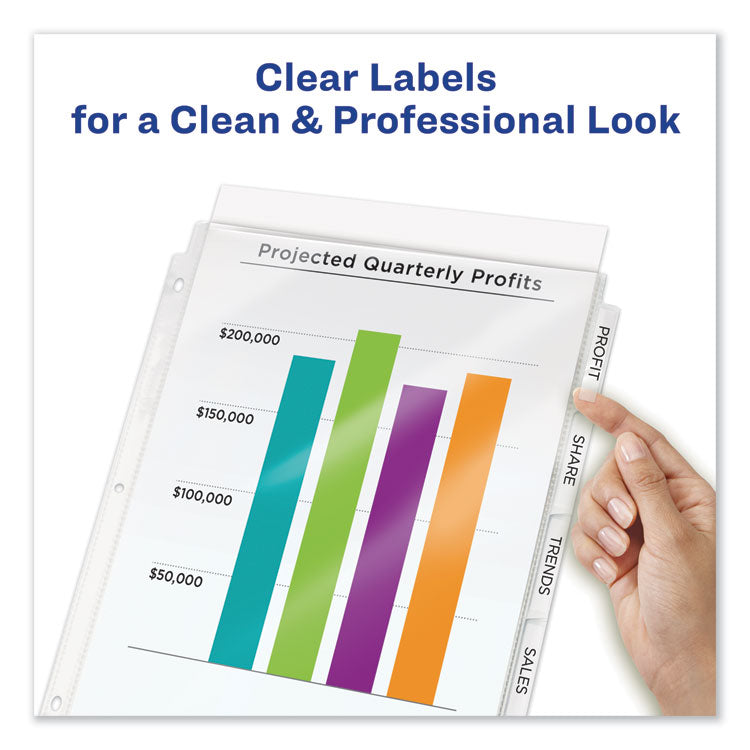 Print and Apply Index Maker Clear Label Sheet Protector Dividers with White Tabs, 5-Tab, 11 x 8.5, White, 1 Set