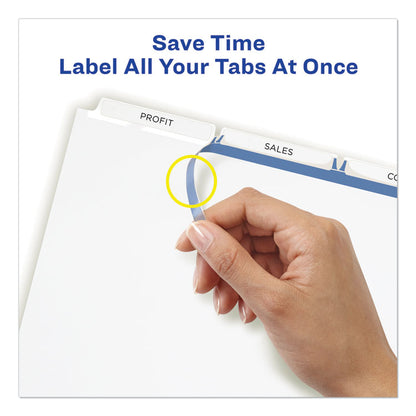 Print and Apply Index Maker Clear Label Dividers, 3-Tab, White Tabs, 11 x 8.5, White, 5 Sets