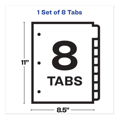Print and Apply Index Maker Clear Label Dividers, Big Tab, 8-Tab, 11 x 8.5, White, 1 Set