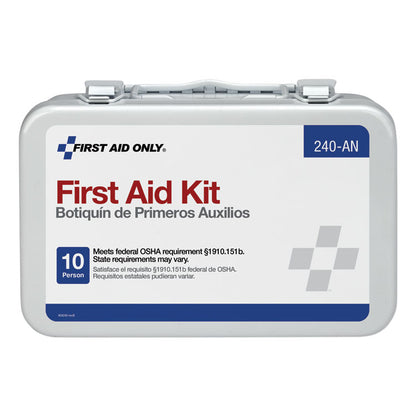 Unitized First Aid Kit for 10 People, 65 Pieces, OSHA/ANSI, Metal Case