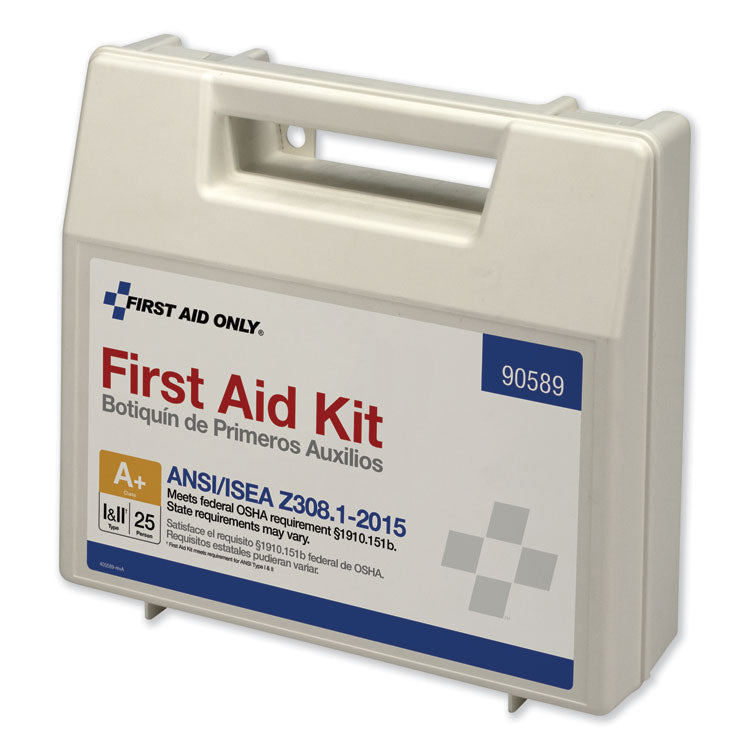 Bulk ANSI 2015 Compliant First Aid Kit, Type I and II,  141 Pieces, Plastic Case