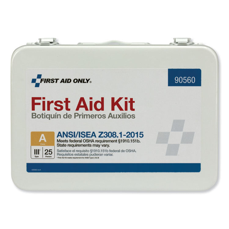 ANSI Class A Bulk First Aid Kit, 89 Pieces, Metal Case