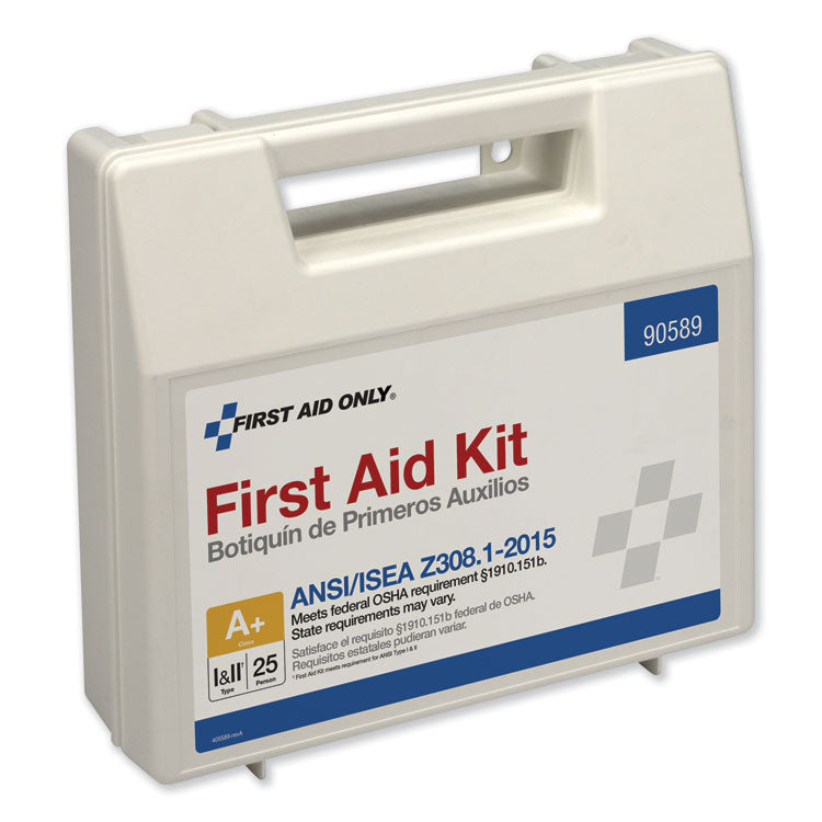 Bulk ANSI 2015 Compliant First Aid Kit, Type I and II,  141 Pieces, Plastic Case