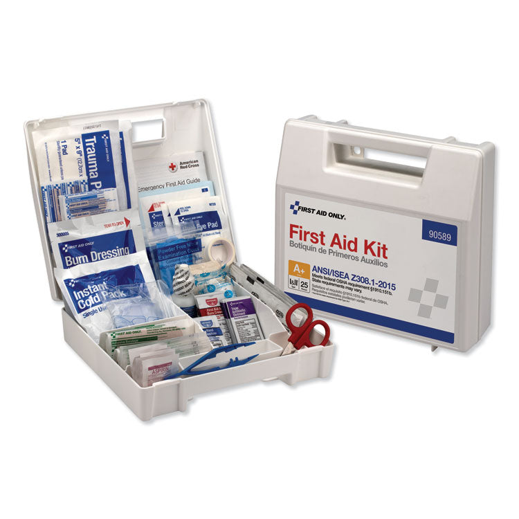 Bulk ANSI 2015 Compliant First Aid Kit, Type I and II,  141 Pieces, Plastic Case