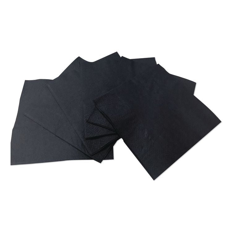 Cocktail Napkins, 1-Ply, 9 x 9, Black, 4,000/Carton
