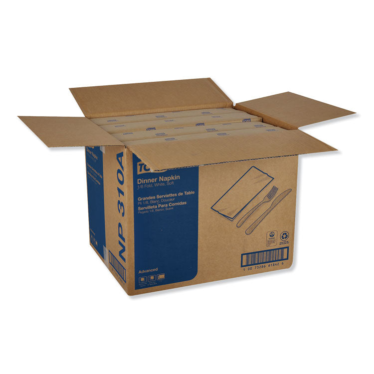 Advanced Dinner Napkins, 2-Ply, 15 x 16.25, 1/8 Fold, White, 375/Packs, 8 Packs/Carton