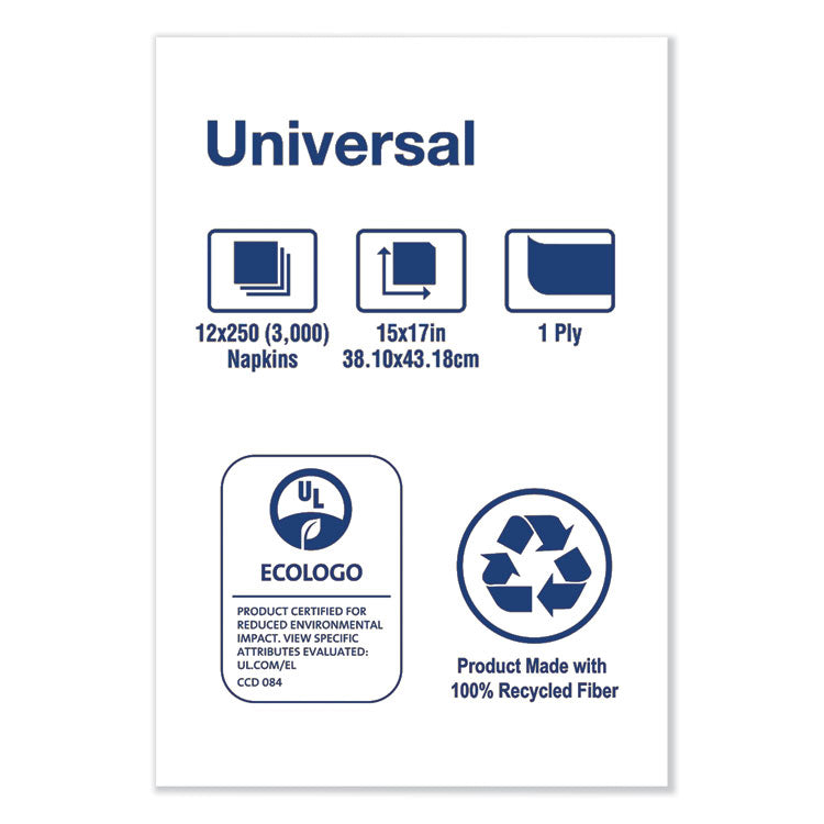 Universal Dinner Napkins, 1-Ply, 15 x 17, Natural Brown, 250/Pack, 12 Pack/Carton