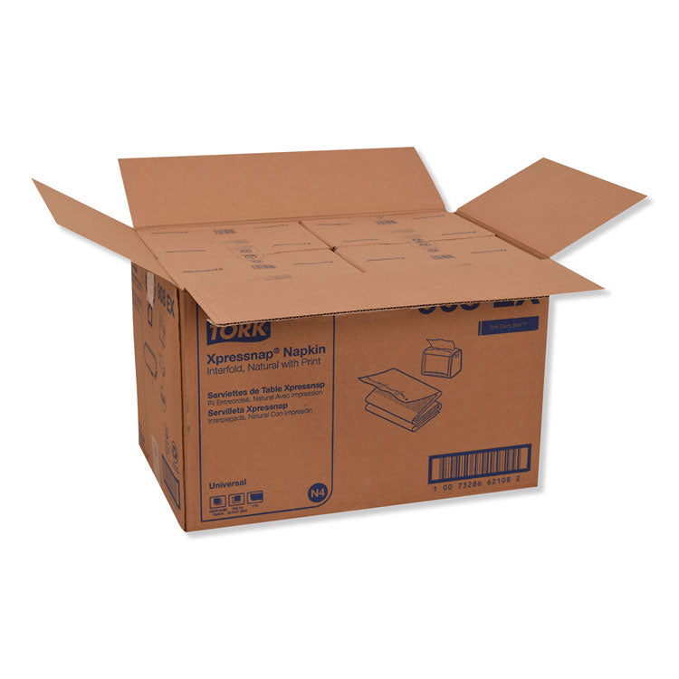 Xpressnap Interfold Dispenser Napkins, 1-Ply, 13 x 8.5, Natural, 500/Pack, 12 Packs/Carton