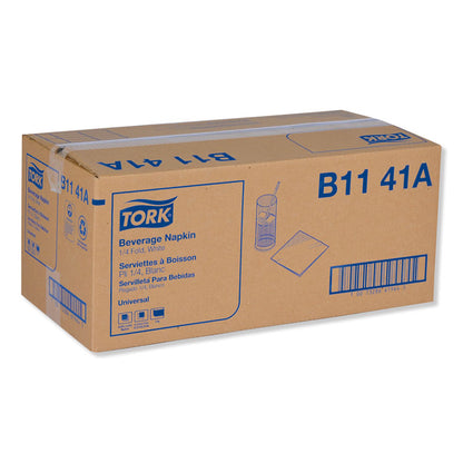 Universal Beverage Napkin, 1-Ply, 9.13 x 9.13, 1/4 Fold, Poly-Pack, White, 4,000/Carton