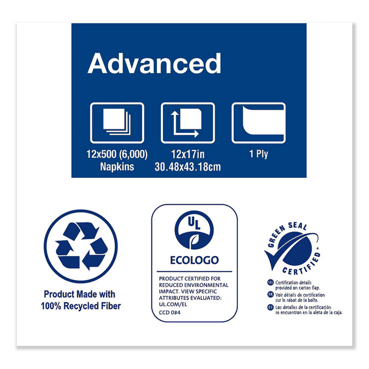Advanced Masterfold Dispenser Napkin, 1-Ply, 12 x 17, Natural, 500/Pack, 12 Packs/Carton