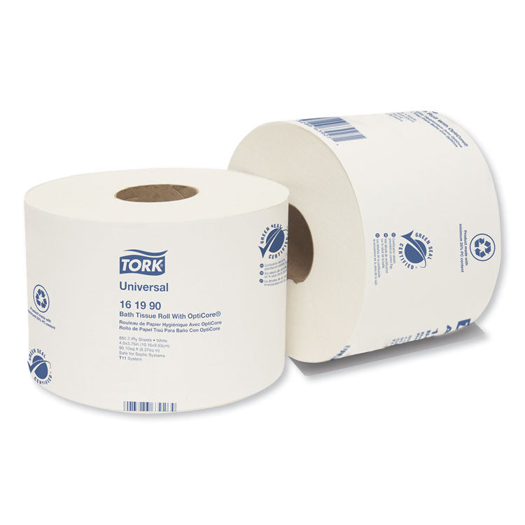 Universal Bath Tissue Roll with OptiCore, Septic Safe, 2-Ply, White, 865 Sheets/Roll, 36 Rolls/Carton