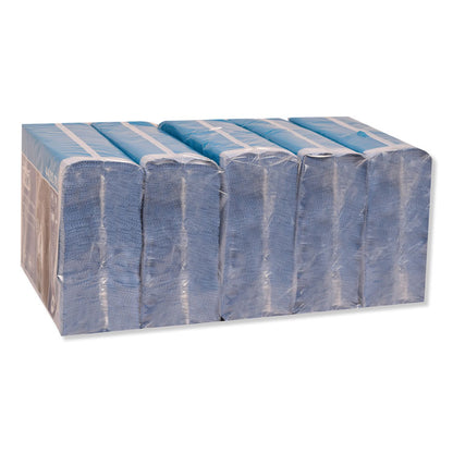 Industrial Paper Wiper, 4-Ply, 12.8 x 16.4, Unscented, Blue, 90/Pack, 5 Packs/Carton