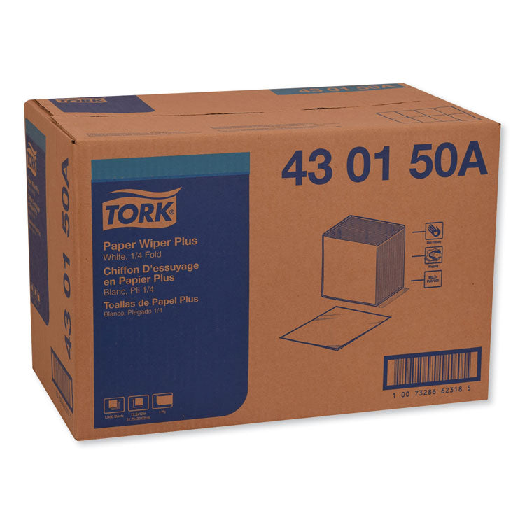 Paper Wiper Plus, 12.5 x 13, White, 1/4 Fold, 90/Pack, 12 Packs/Carton