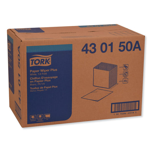 Paper Wiper Plus, 12.5 x 13, White, 1/4 Fold, 90/Pack, 12 Packs/Carton