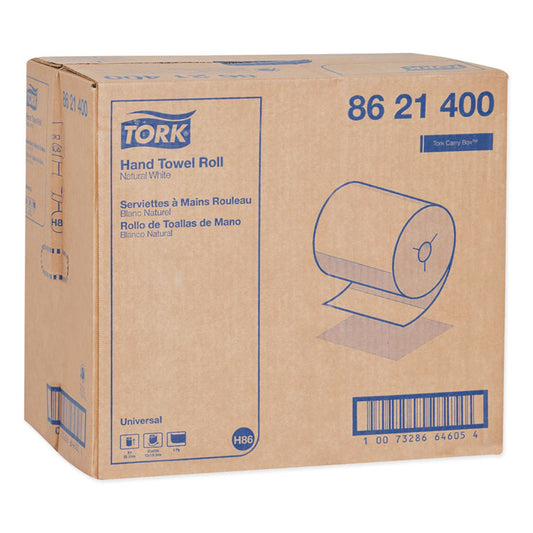 Universal Hand Towel Roll, Notched, 1-Ply, 8" x 425 ft, Natural White, 12 Rolls/Carton