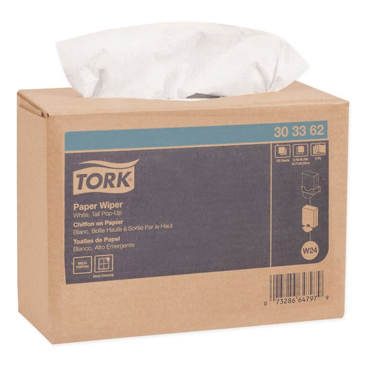 Multipurpose Paper Wiper, 4-Ply, 9.75 x 16.75, White, 125/Box, 8 Boxes/Carton