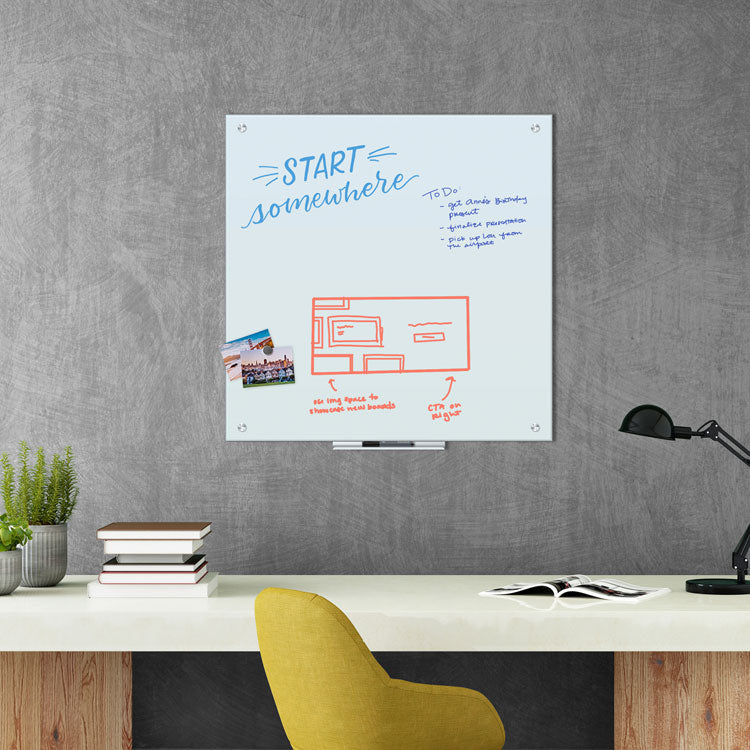 Magnetic Glass Dry Erase Board Value Pack, 36" x 36" (Actual Size: 35" x 35"), Frosted White Surface