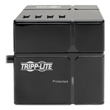 Power Cube Surge Protector, 3 AC Outlets/6 USB-A Ports, 6 ft Cord, 540 J, Black