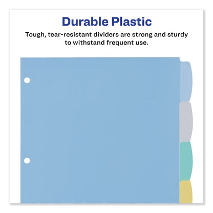 Write and Erase Big Tab Durable Plastic Dividers, 3-Hole Punched, 5-Tab, 11 x 8.5, Assorted, 1 Set