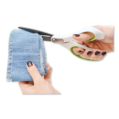CarboTitanium Bonded Scissors, 8" Overall Length, 3.25" Cut Length, Straight White/Green Handle