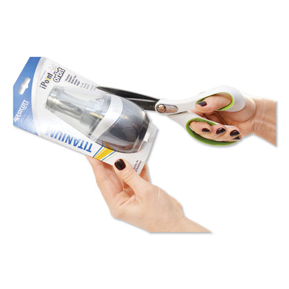CarboTitanium Bonded Scissors, 8" Overall Length, 3.25" Cut Length, Straight White/Green Handle