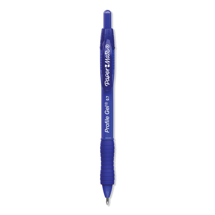 Profile Gel Pen, Retractable, Medium 0.7 mm, Blue Ink, Translucent Blue Barrel, 36/Pack