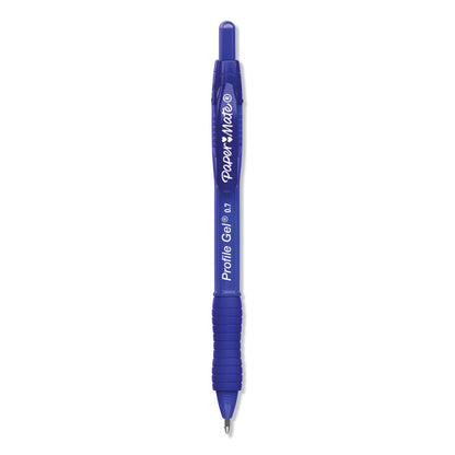 Profile Gel Pen, Retractable, Medium 0.7 mm, Blue Ink, Translucent Blue Barrel, Dozen