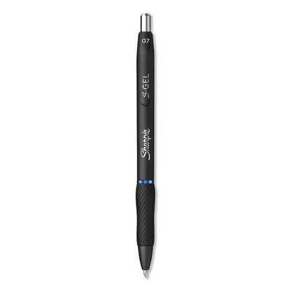 S-Gel High-Performance Gel Pen, Retractable, Medium 0.7 mm, Blue Ink, Black Barrel, Dozen