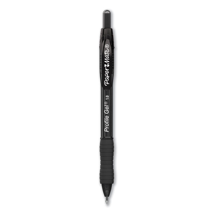 Profile Gel Pen, Retractable, Bold 1 mm, Black Ink, Translucent Black Barrel, Dozen