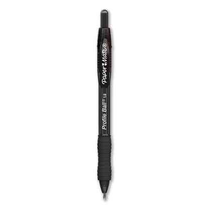 Profile Ballpoint Pen, Retractable, Medium 1 mm, Black Ink, Translucent Black Barrel, Dozen