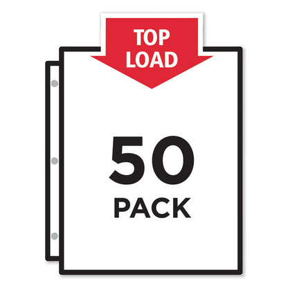 Super Heavyweight Easy Load Non-Glare Sheet Protector, Side: 3-Hole Punched, Top Load 8.5 x 11 Insert, Clear Front, 50/Box