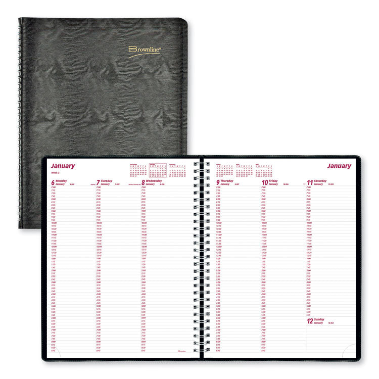 Essential Collection Weekly Appointment Book in Columnar Format, 11 x 8.5, Black Cover, 12-Month (Jan to Dec): 2026