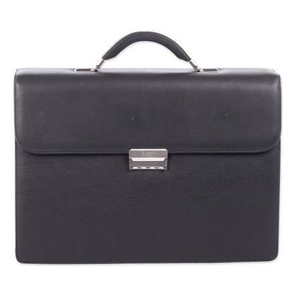 Milestone Briefcase, Fits Devices Up to 15.6", Leather, 5 x 5 x 12, Black