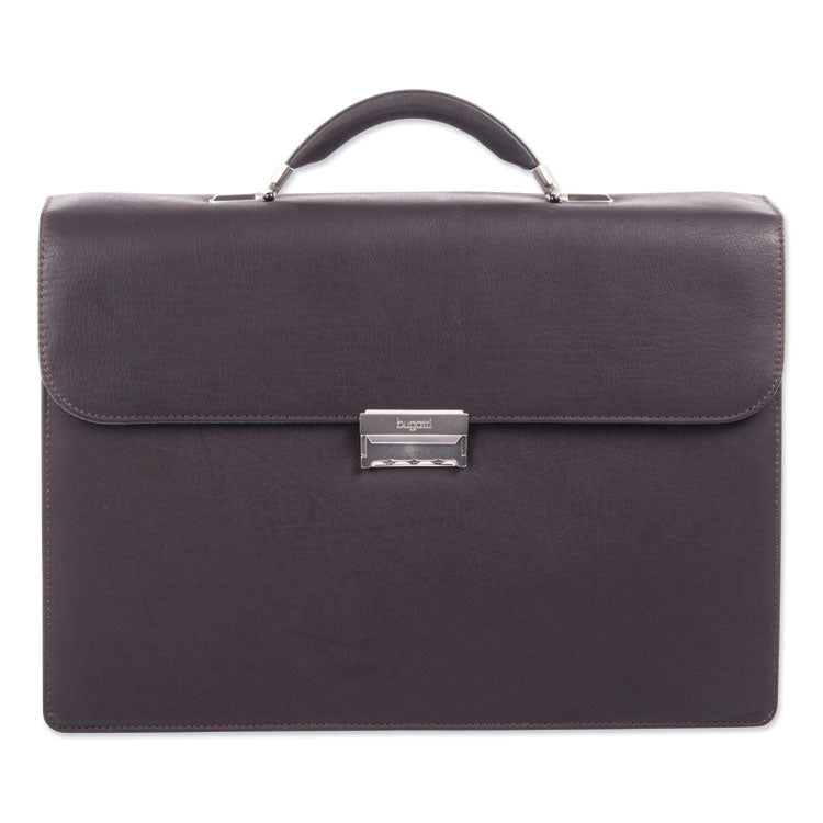 Milestone Briefcase, Fits Devices Up to 15.6", Leather, 5 x 5 x 12, Brown
