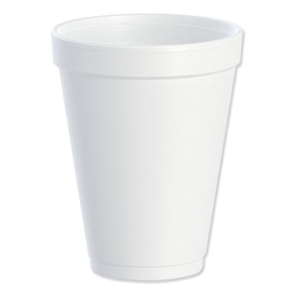 Foam Drink Cups, 12 oz, White, 25/Bag,  40 Bags/Carton