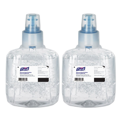 Advanced Hand Sanitizer Green Certified Gel Refill, For LTX-12 Dispensers, 1,200 mL, Fragrance-Free, 2/Carton