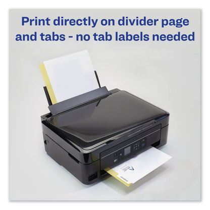 Customizable Print-On Dividers, 3-Hole Punched, 5-Tab, 11 x 8.5, White, 5 Sets