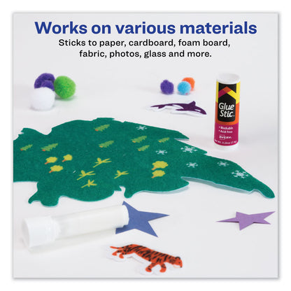 Permanent Glue Stic Value Pack, 0.26 oz, Applies White, Dries Clear, 18/Pack