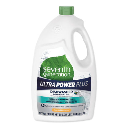 Natural Auto Dishwasher Gel, Ultra Power Plus, Fresh Citrus Scent, 65 oz Bottle, 6/Carton