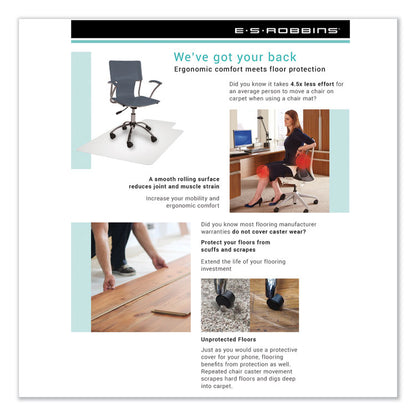 EverLife All Day Support Chair Mat for Medium Pile Carpeted Floors, Rectangular with Lip, Crystal Edges, 45" x 53", Clear