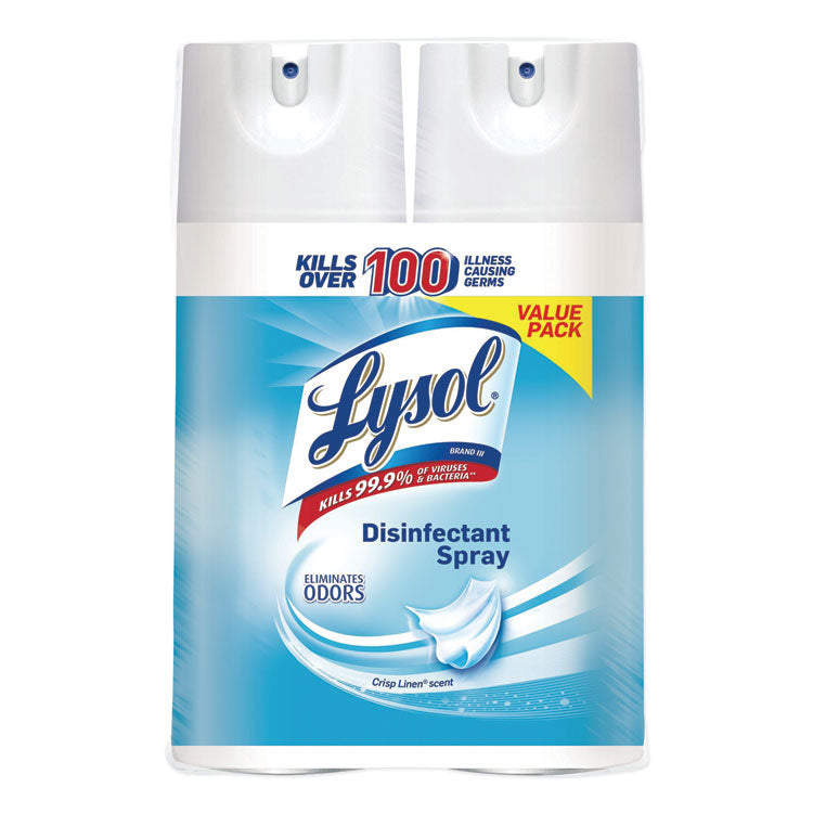Disinfectant Spray, Crisp Linen Scent, 12.5 oz Aerosol Spray, 2/Pack, 6 Pack/Carton