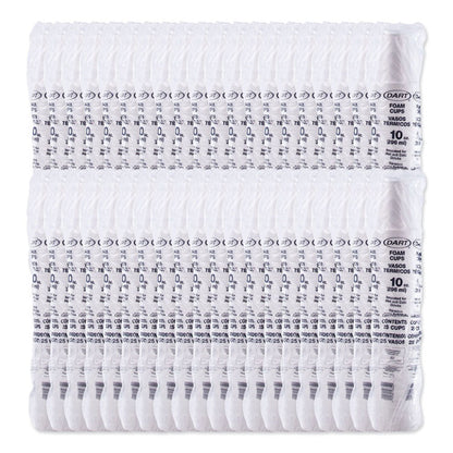 Foam Drink Cups, 10 oz, White, 25/Bag, 40 Bags/Carton